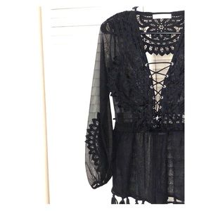 Mesh crop top and tassel shorts co-ord set